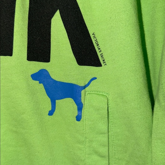 Victoria Secret Pink half zip up in lime green and black-size small - Picture 4 of 7